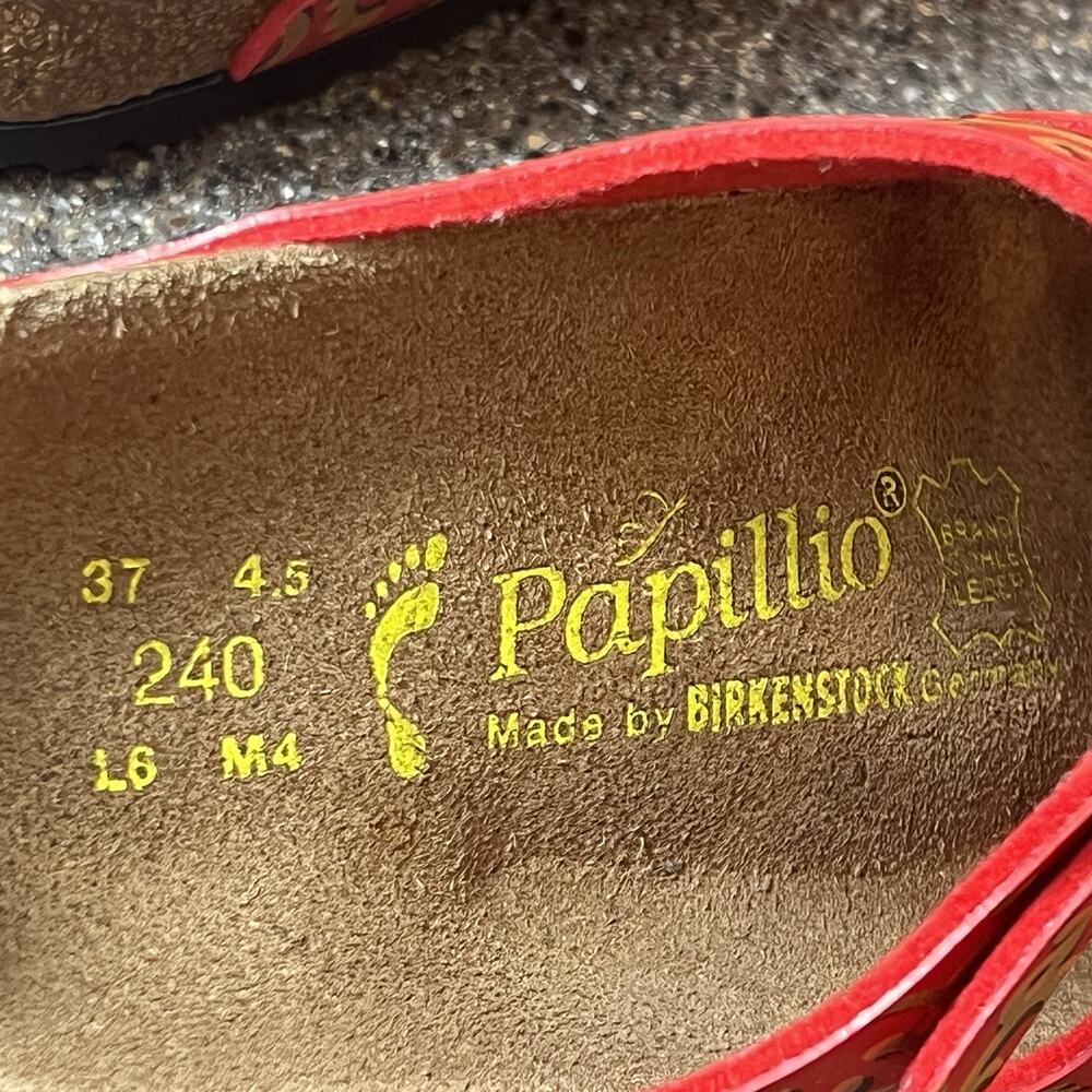 Papillio By Birkenstock Florida Three Strap Womens Sz 6 N EU 37 Red Floral Swirl - Picture 11 of 12